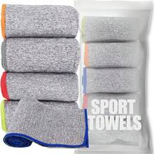 1/3/5pcs Cationic Double-Sided Fleece Sport Towel Set, Super Soft And Quick-Drying - Grey - View 1