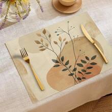 1pc/4pcs/6pcs Everyday Decor Placemats, Floral Leaf Linen Placemats, Stain Resistant Placemats, Suitable For Home, Dining Room And Restaurant, Tabletop Decoration, Home Goods