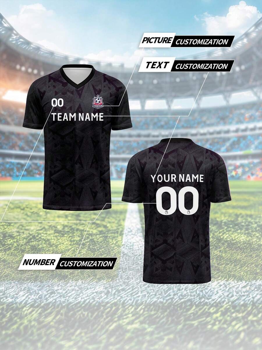 2026 Customized Name Number LOGO Jersey, Single Piece Unisex Sports Breathable Quick-Dry V-Neck Football Shirt Summer - Multicolor - View 1
