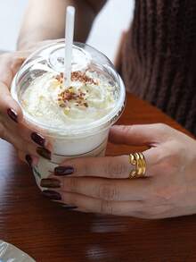 Fashionable Open Ring With Thick Stainless Steel Lines, Versatile Design - Yellow Gold - View 3