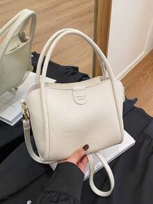 Fashion Handbag Lychee Patterned Bucket Bag 2025 New Item Niche Shoulder Versatile Crossbody Bag Women's Bag - Beige - View 4