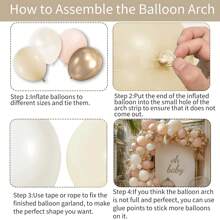 105Pcs Pink Beige Balloon Arch Set, Light Pink, Beige, Nude, White, Champagne Gold Balloon Garland Arch Kit, Suitable For Girl, Woman, Birthday, Baby Shower, Proposal, Wedding Decoration