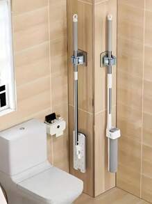 2pcs/4pcs Mop Storage Rack, Seamless Wall Mount Mop Clip, No Drilling Required, Strong Adhesive Bathroom Storage Hook