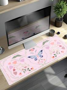Un tapis de souris de jeu antidérapant en caoutchouc avec un motif de fleur de papillon rose pour ordinateurs de bureau/ordinateurs portables et ordinateurs portables