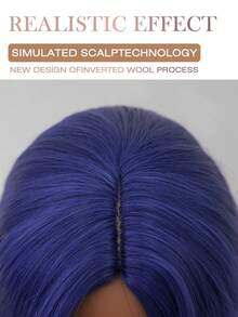 时尚午夜蓝长款蓬松波浪假发，34英寸，中分刘海，柔软蓬松，耐热纤维，适合女性日常佩戴、节日聚会、婚礼派对、万圣节、圣诞节、角色扮演、Y2K冬季休闲街头风等场合。 - 藍色 - 查看 9