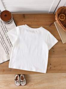 2pcs Tween Girls Outfit Set Slogan Print T-Shirt And Shorts Cute Soft Summer Comfy Casual - White - View 4