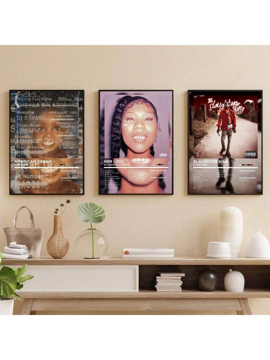 1pc Unframed, Bundle Music Album Cover Posters, Music Rapper, Savage Mode Poster, American Dream, Without Warning, Tải xuống kỹ thuật số - Nhiều màu - Xem 1