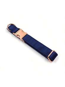 Navy Velvet Rose Gold-Tone Zinc Alloy Buckle Pet Dog Collar, Adjustable Size Fits Small, Medium And Large Dogs, Soft Velvet Material, Sturdy Zinc Alloy Buckle, Durable Metal Clasp Allows Easy On/Off, Great For Holiday And Birthday Gifts (Slight Color Variation Due To Fabric Batch)