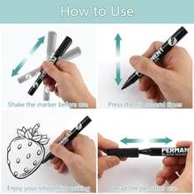 1-2mm Waterproof Permanent Marker Pen, Quick Drying Black Oil-Based Paint Marker, Non-Fading, Suitable For Paper, Ceramic, Glass, Wood, Metal, Fabric. Ideal For Painting, Writing, Graffiti, Marking. Essential Stationery For Back To School - Multicolor - View 5