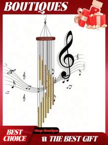 Carillones de viento para exteriores, carillones de viento de la suerte, carillones de viento clásicos, carillones de viento de 12 tubos de aluminio, carillones de viento de 23 pulgadas con melodía, carillones de viento musicales para decoración del hogar, jardines y patios