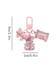 Colgante de oso rosa, mariposa y caramelo, dije con forma de corazón para accesorios de teléfono - Llavero colgante de oso de caramelo, se puede colgar en bolsos, llaves - Gran regalo para compañeros de clase y amigos, mini realista, estilo minimalista, perfecto para bodas y fiestas, o se puede colgar en bolsos de mujer, llaveros - Rosa - Ver 12