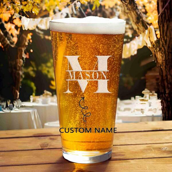 Personalizowane szklanki do piwa, Personalizowany prezent dla niego, Szklanka do piwa, Prezent do akademika, Prezent ślubny, Prezent dla męża, Prezent dla chłopaka, Monogram
