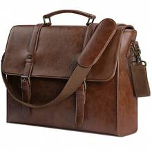 NEWHEY 15.6 Inch Vintage Waterproof Genuine Leather Messenger Bag, Large Capacity One Shoulder Bag, Retro Office/School Laptop Bag For Men