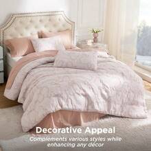 Luxurious Tufted Boho Comforter Set Queen Size - Premium Beige Bedding Ensemble With 3-Piece Shabby Chic Embroidery, Ideal Gifts For Women, Soft Jacquard Queen Comforter For All Seasons - 23 - 粉紅色 - 蝴蝶結狀 - 查看 5