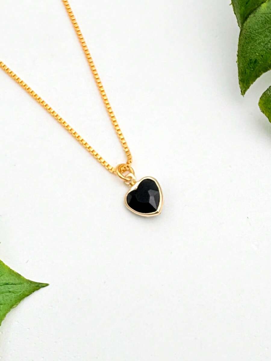 Light Spot Necklace With Beautiful Colorful Heart Pendant 18k Gold Plated - màu đen - Xem 1