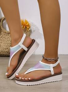 Sandali donna alla moda con dita dei piedi scoperte, infradito casual da spiaggia per l'estate
