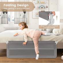 New Recommended Extra Long 150cm Bed Rail Safety Guard For Toddlers With Foldable Mesh Protection Barrier Gray - Grey - View 4