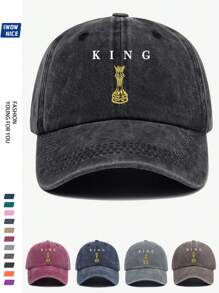1pc "THE KING Black Chess King Design" Vintage Trucker Cap - Unisex Urban Casual Baseball Hat, Retro Adjustable Breathable Design, Suitable For Men And Women, Comfortable All Seasons, Multiple Colors And Sizes Available (2025 Spring Collection)