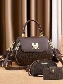 This Year's Popular Three Pieces Set Of Mother And Daughter Bags, Classic Large Capacity Women's Casual Handbag, High-End Temperament Women's Presbyopia Bag - Coffee - View 2