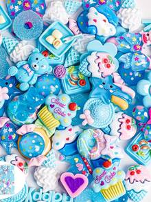 100PCS Blue Slime Charms, Resin Flat Back Candy Charms Set, Ornament Scrapbooking DIY Crafts - 彩色 - 查看 2
