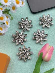 1 To 5 Pcs Glass Rhinestone Flower Embellishment Patches, Clothing Accessory - Black Round Rhinestone Appliques - Multicolor - View 17