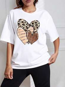 Letras  Casual  Poliéster      T shirt  Oficina  Casa  Deportivo - Blanco - Ver 5