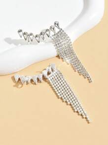 2pcs Women Copper Alloy Arc Tassel Earrings