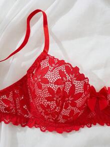 Lingerie sexy, ensemble de lingerie fine avec bordure en dentelle rouge, enflammer la nuit passionnée, libérer le charme charmant