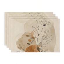 1pc/4pcs/6pcs Everyday Decor Placemats, Floral Leaf Linen Placemats, Stain Resistant Placemats, Suitable For Home, Dining Room And Restaurant, Tabletop Decoration, Home Goods