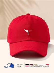 1 pièce Casquette de baseball unisexe avec imprimé minimaliste de tête de taureau, chapeau de soleil, chapeau de sport décontracté pour homme et femme, adapté aux déplacements quotidiens
