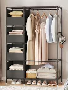 Multi-Tier Portable Wardrobe Closet Organizer, With Metal Frame And Plastic Shelves, Simple Bedroom Cabinet, Movable, Easy To Assemble And Disassemble, Suitable For Living Room, Bedroom, Study, Office, Holiday Gifts, Children's Gifts - Multicolor - View 18