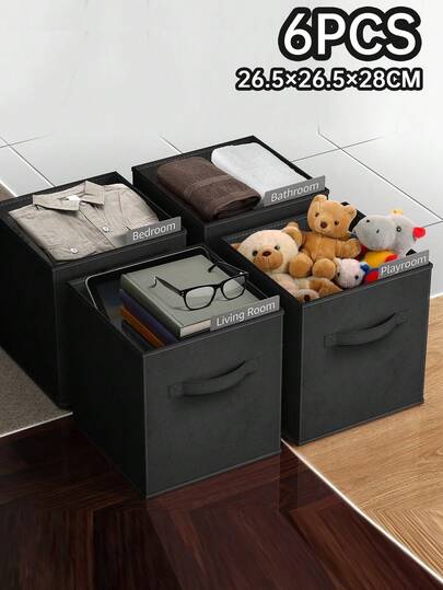 3/6 Pezzi Scatola di Immagazzinaggio Pieghevole Quadrata Scoperta Cesta di Immagazzinaggio Cassetto Cesta Varia Guardaroba Vestiti