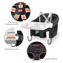 Hook On High Chair With Tray,Portable Baby High Chair That Attaches To Table,Clip On Fast Table Seat For Babies And Toddlers.Baby Feeding Seat For Dining Tables And Counter(Stripe-Black) - Black - View 4