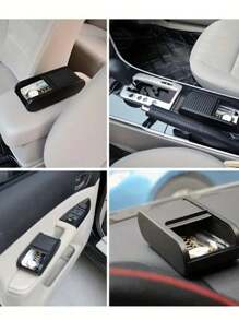 1 pieza Organizador de monedas para consola central del coche, estuche de gafas con tapa para colocar en el salpicadero del interior del coche, caja de almacenamiento de plástico universal para el coche, caja de almacenamiento con tapa para mujer, organizador de viaje, esenciales para volver a la escuela, almacenamiento para dormitorio