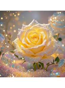 1PC Diamond Art Painting Kit Crafts Beautiful Yellow Rose Theme Romantic Cross Stitch Room Home Bathroom Car Decor Embroidery Rhinestones Bedroom Living Holiday Gift Accessories