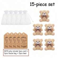 Babyparty Gastgeschenke, mini Plüsch Bär Schlüsselanhänger mit Dankeskarten in Organzabeutel mit Bindfaden für Baby-, Braut-Babyparty, Hochzeitsfeier Gastgeschenke