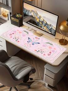 Un tapis de souris de jeu antidérapant en caoutchouc avec un motif de fleur de papillon rose pour ordinateurs de bureau/ordinateurs portables et ordinateurs portables