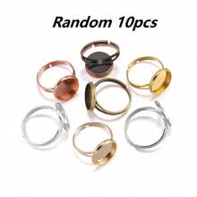 10/20 piezas de base de anillo ajustable de acero inoxidable apta para cabujones de cristal de 10/12/14/16/18/20/25 mm para hacer manualidades y joyería DIY