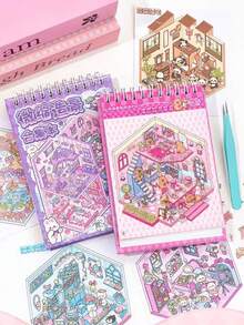 1 Book Of 30 Pages Micro Scenes Sticker, 10 Designs, 3D Pop-Up Visual, Educational DIY Scrapbook And Decoration Crafts Supplies,Back To School,School Supplies