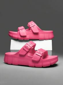 2025 New European And American Style Casual Comfortable Outdoor Slides, Punk Basic Preppy Buckle Design