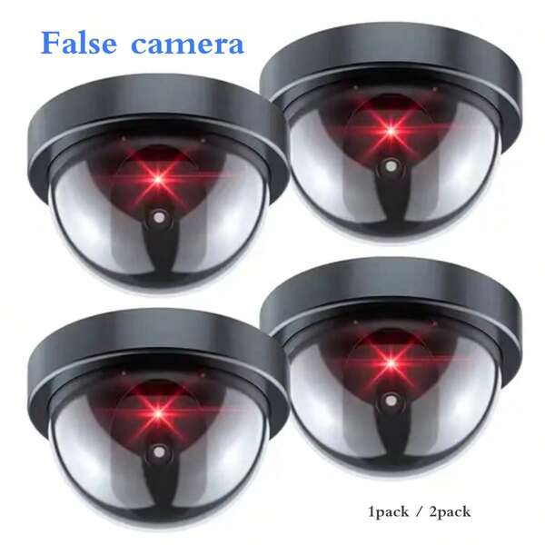 1pc/2pcs Dummy Hemispherical Security Camera, Realistic Fake Monitoring Device With Flashing LED Light, Home Anti-Theft Decoration