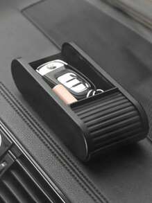 1 pieza Organizador de monedas para consola central del coche, estuche de gafas con tapa para colocar en el salpicadero del interior del coche, caja de almacenamiento de plástico universal para el coche, caja de almacenamiento con tapa para mujer, organizador de viaje, esenciales para volver a la escuela, almacenamiento para dormitorio