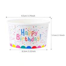 10/24pcs Disposable Birthday Ice Cream Cups, Disposable Party Supplies, Ice Cream Cups, Cake Cups, Ice Cream Paper Bowls, Popcorn Cups, Suitable For Parties, Gatherings, Movie Theaters, Birthday Parties, Weddings, Picnics - Multicolor - View 2