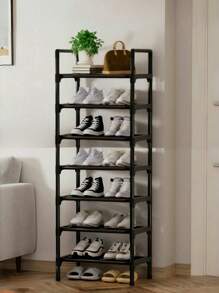 1 pezzo Piccolo scaffale per scarpe nero, 45 cm di larghezza, migliora lo spazio, semplice e antipolvere, robusto, alla moda, facile da montare/smontare, portatile, adatto per soggiorno, camera da letto, ingresso, ufficio, casa, storage a più livelli, regalo per vacanze, regalo di Natale, regalo per bambini