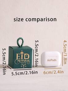 6 Pieces Eid Al-Adha Gift Boxes - Small Gift Boxes With Arabic Calligraphy - Mini Paper Boxes With Green, Black And White Carrying Straps - Perfect For Small Gifts, Chocolates And Party Favors - Perfect For Eid Al-Adha Celebrations And Islamic Occasions - Multicolor - View 12