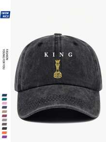 1pc "THE KING Black Chess King Design" Vintage Trucker Cap - Unisex Urban Casual Baseball Hat, Retro Adjustable Breathable Design, Suitable For Men And Women, Comfortable All Seasons, Multiple Colors And Sizes Available (2025 Spring Collection)
