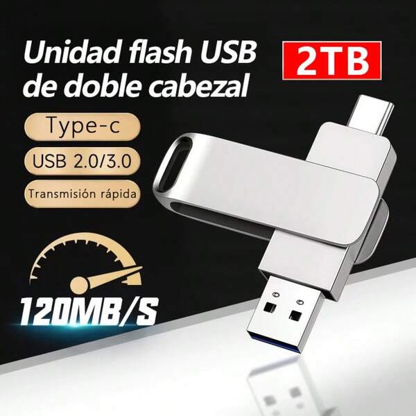 2TB Memoria USB de alta velocidad con forma de llave Otg Usb2.0/type-c Mini Memory StickB para teléfono inteligente, tableta PC y pendrives de  memoria USB