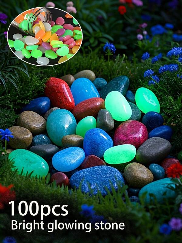 100pcs Micro Bright Decorative Rocks For Garden, Space & Pathway Decor, Metal Garden Art, Fish Tank Decoration