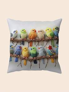 1 Piece Modern Tiger Stripe Parrot Pet Bird Design Polyester Pillowcase, Machine Washable With Zipper Closure, Woven Decorative Sham Suitable For Various Rooms - Holiday Home And Bedroom Decor (Pillow Insert Not Included) - No Embroidery - Multicolor - View 7