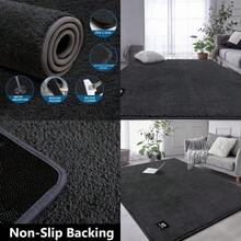 High Quality Living Room Rugs 120x160 Cm Bedroom Microfiber Fluffy Carpet NonSlip Washable Dark Grey Area Rug With Modern Solid Color Low Pile Design - 120x160cm - View 1